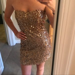 Gold sequin party dress